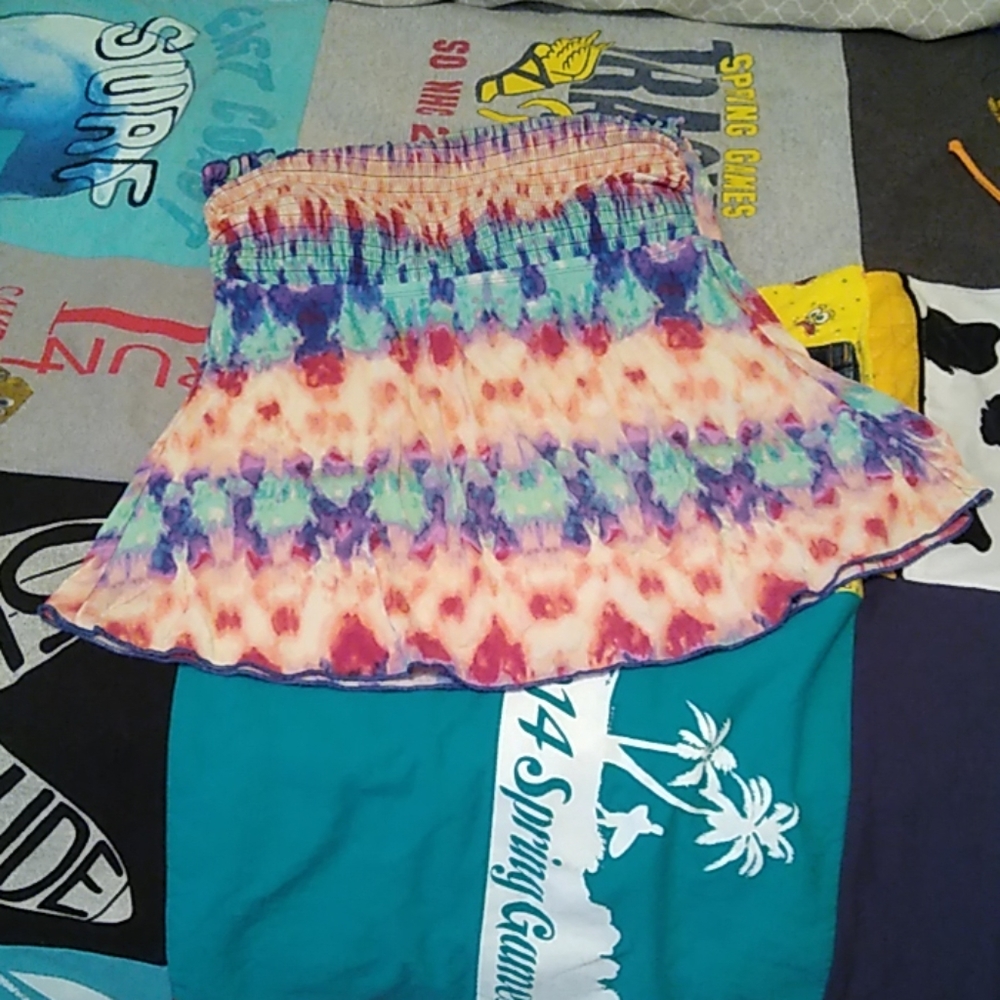 Beautiful tie die tankini strapless top